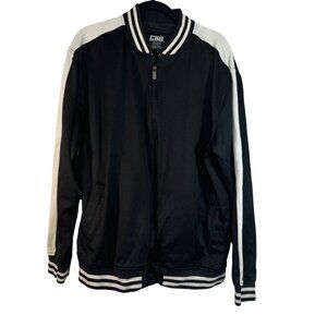 CSG Black & White Varsity Jacket 2XL with Zip Front & Striped Trim